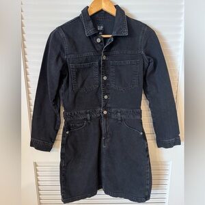 GAP Petite Women’s Black Denim Dress with Long Sleeves